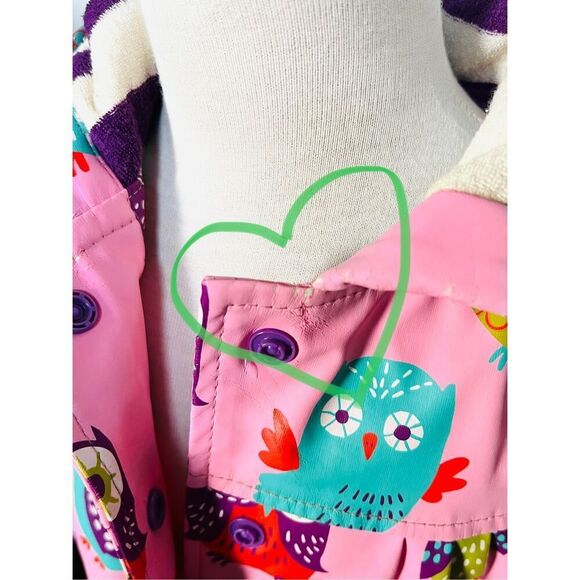 Hatley Toddler Girls 2 Owl Print Hooded Raincoat AS IS - Picture 10 of 13